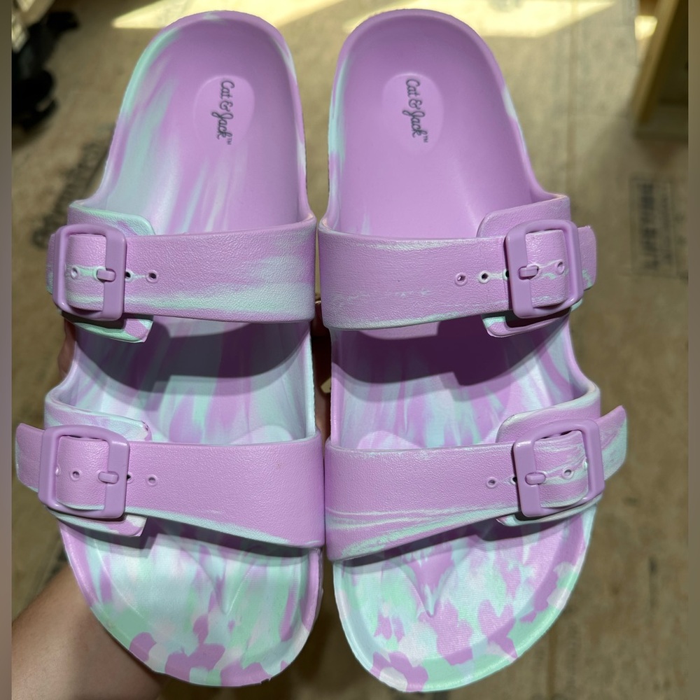 Cat & Jack Purple and Teal Sandals with Adjustable Straps Size 6 New